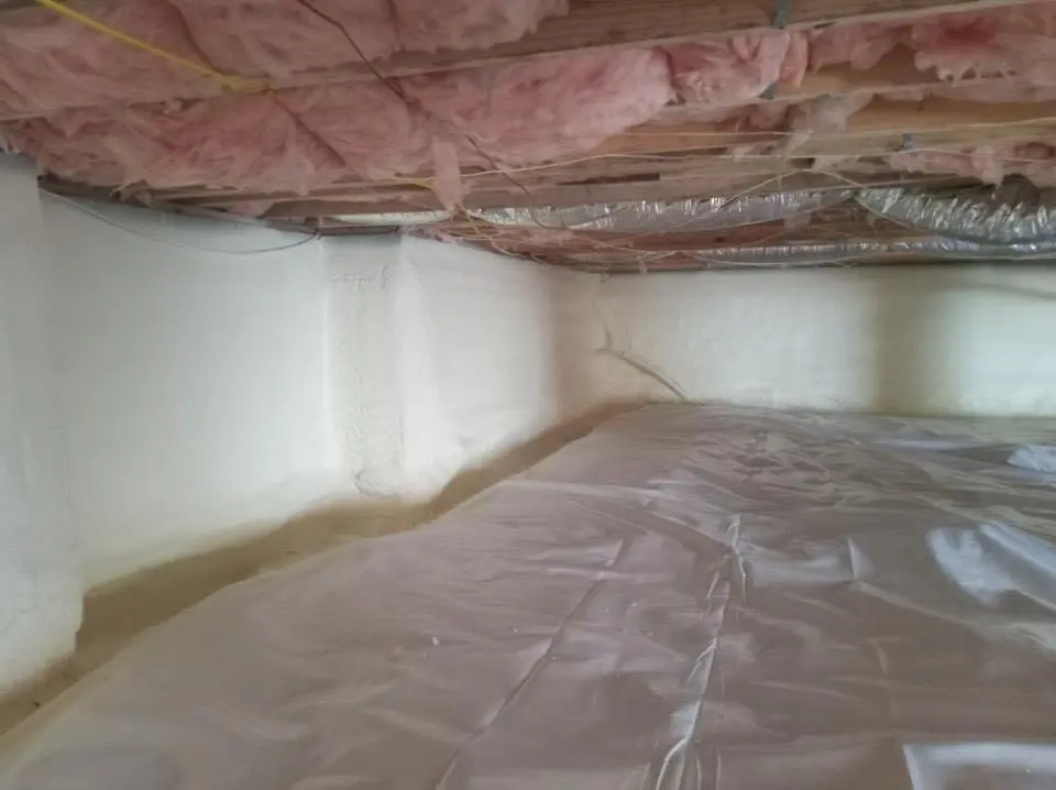 Crawl space encapsulation with closed-cell spray foam for Attic Insulation in Evans